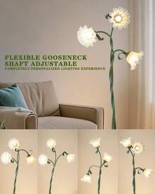 Flower Standing Lamp For Bedroom 3 Color Temperatures Decorative Flower Tall Floor Reading Lamp With Flexible Gooseneck For Bedroom Living Room Office Corner - US A Type Plug(110-127V) - View 2