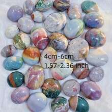 1pc Natural Ocean Agate Palm Stone Decor, With Unique Luster And Texture, Mysterious And Elegant, Suitable For Home Decor, Architecture, Yoga, Ocean Agate Massage Stone, Natural Crystal Gift. The Best Gift, Bohemian Style Crystal Ornament, Ideal For Home Use, Intended To Dispel Negative Energy And Purify The Environment. It Is A Thoughtful Holiday Gift For Parents, A Charming Choice Of Crystal Crafts. - Multicolor - View 6