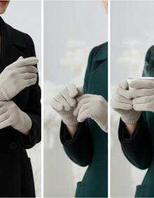 Lilas Inova Unisex Thick Wool Glove Autumn Winter High Quality - 米色 - 查看 6