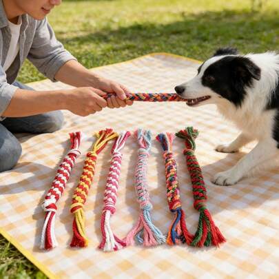 1Pc 45cm Durable Dog Rope Chew Toy For Aggressive Chewers, Interactive Tug-Of-War Pet Toy For Teeth Cleaning & Teething, Suitable For Small/Medium/Large Dogs