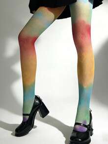 女士彩虹渔网袜，适合日常穿着 - 彩色 - 查看 3