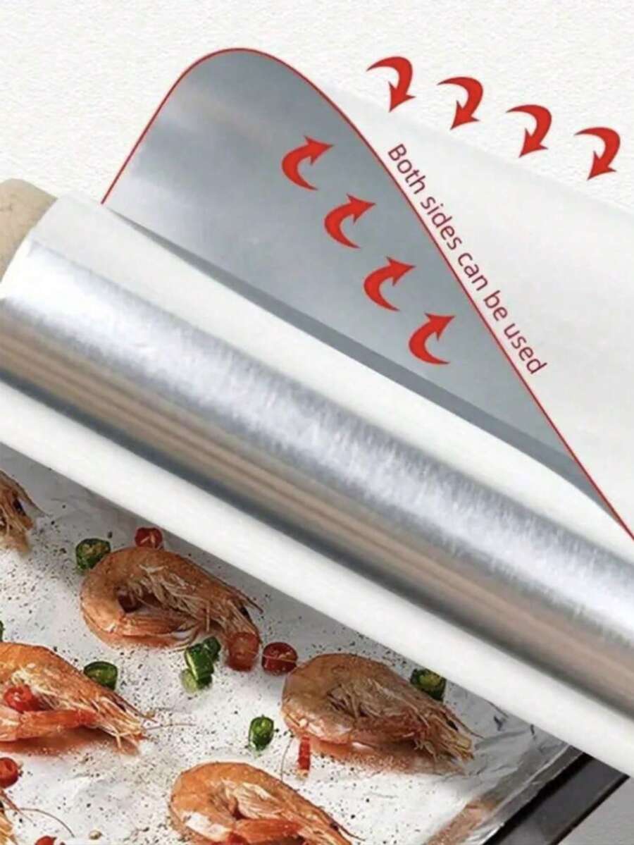 1 rollo de papel de aluminio grueso resistente al calor - opción ideal para BBQ, hornear y asar a la parrilla, horno y uso en la cocina - Ver 1