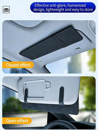 通用汽车遮阳板延长器，可折叠防眩光遮阳板，带时尚眼镜收纳功能，耐用面料增强防晒舒适度，适用于大多数车型，汽车改装配件。