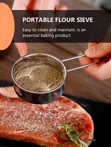 1Pc Stainless Steel Powdered Sugar Shaker, Even Sifting & Easy-To-Clean, For Home DIY Baking/Festival Dessert Decoration/Handmade Gift Wrapping, Portable Baking Tool, Practical Item For Baking Lovers - Multicolor 1 - View 3