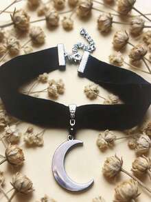 Collier court pour femme style gothique à la mode en alliage avec pendentif croix strass et combinaison velours noir, chaîne ras-du-cou, pour fête de vacances, bal, cadeau pour amies - Argent ancien - Voir 5
