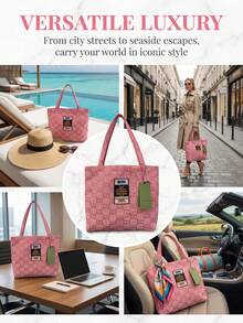 Gucci 1 chiếc túi tote dung tích lớn, túi đựng đồ di động, có màu hồng và xám, túi đựng mỹ phẩm kiểu dáng tối giản unisex. - Hồng - Xem 12