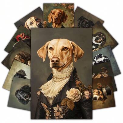 20pcs Mediaeval Nobility Dog Portraits Aesthetic Wall Collage Kit Cards, Vintage Victorian Style Dog Formal Dress Floral Etc Postcards, Suitable As Home Wall Art In Living Rooms, Bedrooms, And Offices, Ideal Gift For Pet Lovers, Gift Wrapping, Party Invitations, Journals & Albums