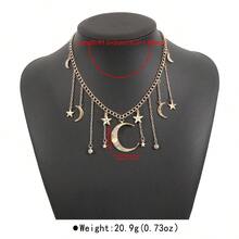 Mydear 1pc Fashion Tassel Rhinestone Star & Moon Pendant Necklace, Suitable For Women's Daily, Party And Festival Wear - Tassel - View 8
