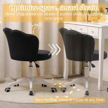 DYHOME Velvet Washbasin Stool, Home Office Chair, Ergonomic Swivel Chair, Height Adjustable - Black - View 7