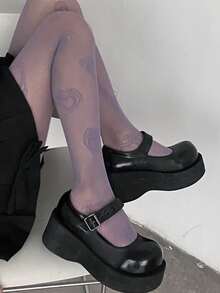 1pc New Sexy Fishnet Tights With Heart Cutout, Retro Cute Versatile Pantyhose - Multicolor - View 5