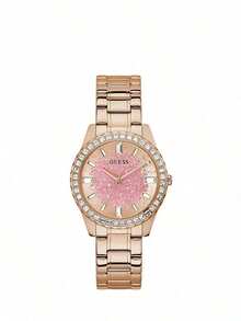 Guess 女士石英表，玫瑰金不锈钢表带，水晶表圈和闪亮表盘，时尚女士正装腕表 GW0405L3 - 粉色 - 查看 10
