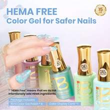 Beetles 15ml 6 Colors HEMA-Free Pastel Cat Eye Gel Nail Polish Set, Pink Green Blue Glitter, Soak Off UV LED Nail Art Kit, DIY Home Salon Spring Summer Easter Gift For Women - 15 ml 6 màu Dream Bloom - Xem 2