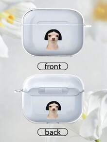 Dog Poodle Pattern Earphone Protective Case, Suitable For IPhone - Also Compatible With AirPods 2/4, High-Quality Niche Earphone Case, Compatible With 3/Pro/Pro2/Pro3, Birthday/Couple Gift, Practical Gift, Cute Pet Image Collides With Human Hairstyle, Clean Tone With Playful Vibe - Clear - View 2