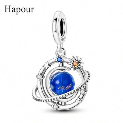 925 Sterling Silver Glow-In-The-Dark Planet Pendant, Suitable For Bracelets And Necklaces, Anniversary Gift For Women, Exquisite Jewelry, DIY Accessories