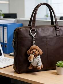 2D可爱棕色泰迪狗喝珍珠奶茶图案钥匙扣，美观宠物狗奶茶杯钥匙扣，适合情侣、狗主人、生日、母亲节、开学礼物，经久耐用且轻便，可用于汽车、手机、背包、钱包装饰 - 彩色 - 查看 9