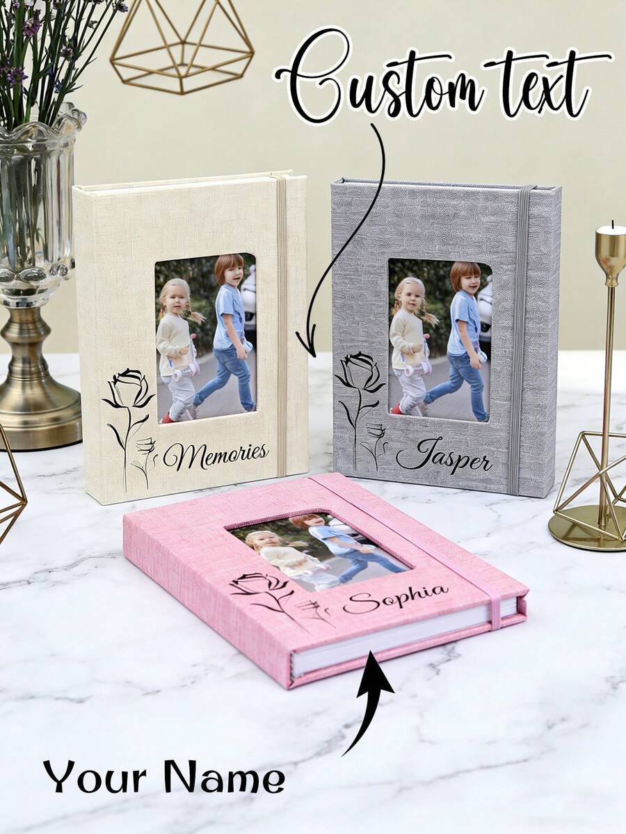 Customized Mother's Day Photo Album, Elegant Linen Cover With Photo Window - Suitable For Family, Wedding, Anniversary, Birthday, Halloween And Christmas Gifts Photo Sleeve - Modern Minimalist Design - Multicolor - View 1