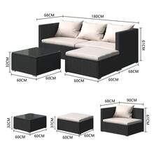 GartistGo 4 Pieces Rattan Garden Sofa Outdoor Patio Furniture Set With Washable Cushions And Glass Table - Black - View 3