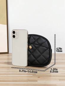 时尚休闲菱形刺绣零钱包兼卡包 - 黑色 - 查看 4