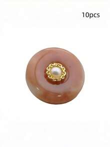 10pcs Round Vintage Light Luxury Resin Metal Button With Inner Pearl And Faux Jade Clasp, Coat Sweater Jacket Button, Cheongsam - 10Pcs - View 8