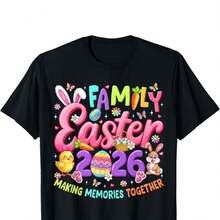 Family Easter 2026 Easter Crew Matching Outfit | Women Men T-Shirt - Summer Casual Short Sleeve Tee, Crew Neck, Perfect For Daily Wear & Holiday Gifts, Birthday Party, Easter, Mother'S Day, Father'S Day Gifts Costumes For Mens - Negro - Ver 8