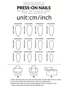 24片杏仁形3D凝胶美甲贴纸，可打造星形、法式美甲、豹纹等多种美甲图案，完美适用于亚克力指甲。套装包含：1瓶果冻凝胶和1把指甲锉。酒红色和法式美甲图案，适合女性日常工作、节日和派对场合。 - 酒紅色 - 查看 6