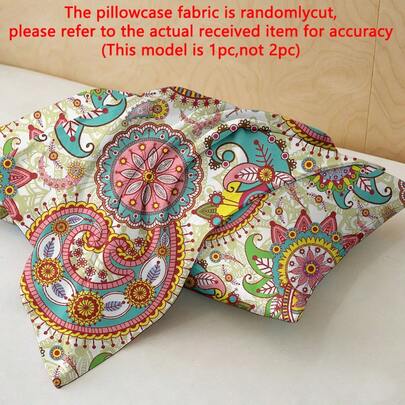 1pc Minimalist Modern Bohemian Pattern Printed Washed Pillowcase, Bedroom Pocket Closure Soft Pillow Cover, Bedding