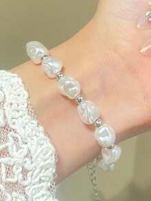 不对称珍珠手链，夏季海滩海洋系列海星贝壳手链（女士款） - 彩色 - 查看 8