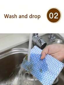 1Roll (50pcs) Reusable Disposable Kitchen Cleaning Cloth, Bathroom Cleaning Cloth, Tearable Cleaning Cloth, Disposable Kitchen And Bathroom Cleaning Towels, Polyester Non-Woven Fabric, Multi-Purpose Square Wet Wipes - Convenient And Effective Utensil And Surface Cleaning Cloth, Stove Cleaning Cloth, Suitable For Home, Kitchen, Dining Room, Bathroom, Room, Car Detail Cleaning, Cleaning Supplies, Cleaning Tools - Striped Cleaning Cloth - View 6