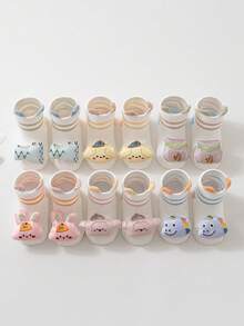 1双婴儿袜，轻薄透气不勒脚，网眼设计防蚊，0-1岁幼儿袜，春夏款 - 彩色 - 查看 3