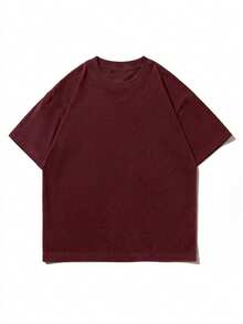 Krometka Men's Casual Versatile Minimalist Personalized Wine Glass English Slogan Print Short Sleeve T-Shirt - Burgundy - View 4