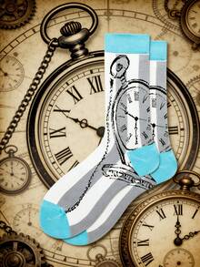 1 双男女通用蓝色怀表图案中筒袜 - 彩色 - 查看 4