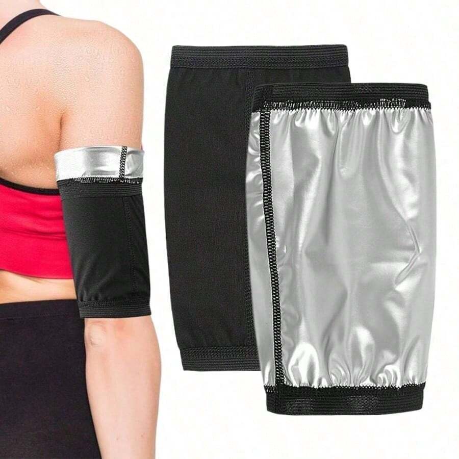 1 Paar unisex Arm-Formungs-Ärmel, hergestellt aus feuchtigkeitsableitendem Polyesterstoff, bietet Armstütze und -schutz - Silber - Übersicht 1