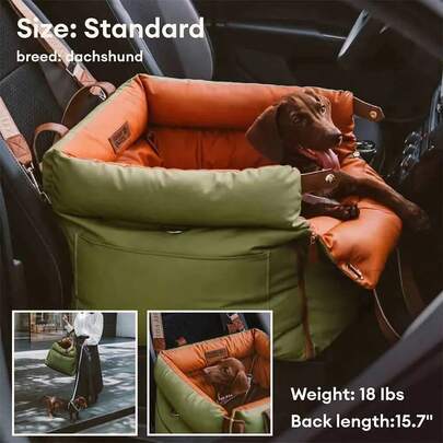 3-In-1 Waterproof Soft Leather Car Seat For Medium Dogs, Suitable For Travel And Home Use, Portable And For Pets Under 35lbs (Green)