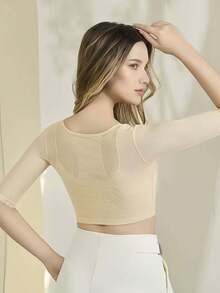 Women's Slimming Shaping Top, 3/4 Sleeve Side Support Lift Bust Arm Shaping Adjustable Hook, Seamless Abdomen Control Shaping Everyday Wear - Multicolor - View 4