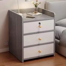 Mesita De Noche Gris De Dormitorio Moderno De Estilo Retro Madera Blanco - Negro - Ver 4