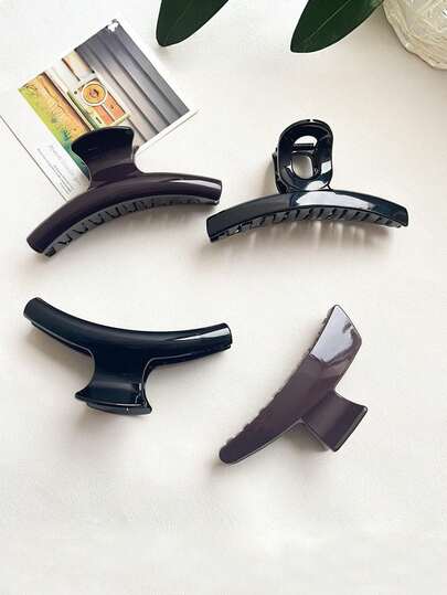 2026 最新款大号简约优雅发夹，时尚发髻固定器，多功能发爪，光泽简约方形发饰，日常休闲发饰，发夹，发卡，发饰夹，发饰收纳夹，学习用品，秋冬大学发饰，女士假日装扮，夏季花卉发夹