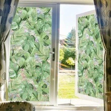 1/3pcs Colorful Privacy Window Film, Floral & Plant Themed Static Cling Window Sticker, Reusable, Suitable For Bathroom, Kitchen, Bedroom, Balcony And Home Decor - Multicolor - View 9