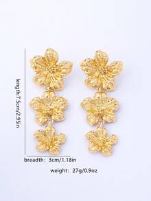 2件套夏季复古流苏花朵耳环，金属质感优雅耳环，适合日常佩戴、度假、野餐、送礼、母亲节等场合。 - 金黃色 - 查看 2