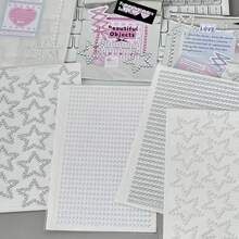 Autocollants perlés scintillants - Étoiles, points, rubans - Autocollants décoratifs de style coréen pour agendas et cartes photo - Autocollants perlés pour décoration de cartes photo - Étoiles, points, rubans - Ensemble de 3 pièces - Autocollants perlés de style coréen - Étoiles scintillantes, points, rubans - Décorer les agendas, les cartes photo, les coques de téléphone - Autocollants perlés de style Y2K - Étoiles scintillantes - Décoration rétro pop - Argent - Voir 5