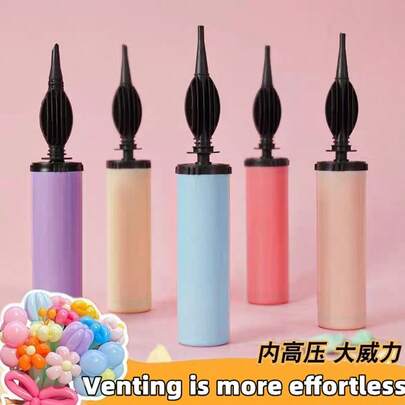 Set de 3 piezas Inflador de globos, Bomba de inflado, Soplador, Bomba de aire accionada manualmente, Adecuado para fiesta de cumpleaños, celebración, boda, globos (color aleatorio)