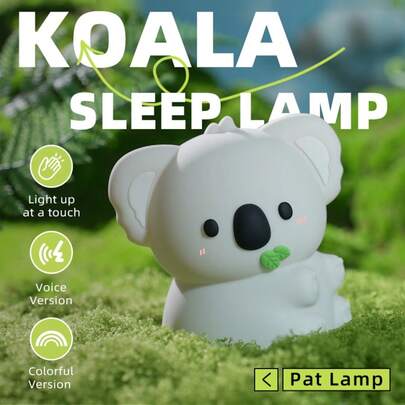 Cute Koala Silicone Night Light, Tap Control & USB Rechargeable Bedside Lamp