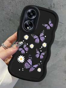 2026 Dernier étui de téléphone portable motif papillon coloré et marguerite pour A38, Galaxy S25, S24, S24 Plus/S24+, S24 Ultra, S24 FE, S20, S21, S22, S23, S22 Ultra, S22, S21 FE, S20 FE, A73 5G, A56 5G, A55 5G, A54 5G, A53 5G, A51, A50, A36, Honor 400/200, version internationale, pas la version domestique - Noir - Voir 1