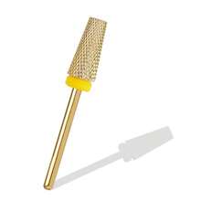 锥形筒状硬质合金美甲钻头，硬质合金美甲钻头，丙烯酸指甲锉，角质层修整器，凝胶美甲美足工具 - 黃色 - 查看 3