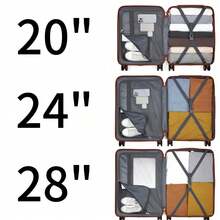 Set di valigie rigide da 3 pezzi, PC+ABS, leggere, bagaglio a mano da 20 pollici, bagaglio da stiva da 24 pollici, bagaglio da viaggio grande da 28 pollici con ruote girevoli a 360°, lucchetto a combinazione, maniglia telescopica, valigia da viaggio business/vacanza per donna, uomo e unisex - Grigio - Visualizzare 9