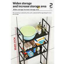 1pc-3rd Floor Bathroom Storage Rack, Bathroom Rack Above Toilet Seat,Bathroom Storage Platform, Multifunctional Storage Platform - 黑色 - 查看 5