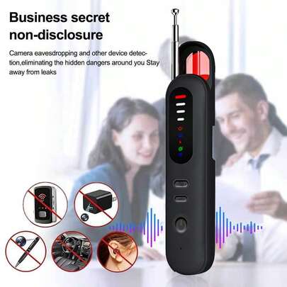 1 pieza Detector portátil anti-espía, adecuado para el hogar, el automóvil y la oficina - Con detector de dispositivos de rastreo GPS y de escucha inalámbrica con 25 niveles y 5 niveles de sensibilidad, escaneo infrarrojo de rango completo, detección de fuente de señal y detección magnética, para protección de la privacidad en hoteles y viajes