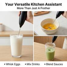 AOYI 电动奶泡器搅拌器，厨房手持搅拌器，咖啡搅拌棒，打蛋器，250mAh可充电电池，手持式搅拌器，适用于拿铁、卡布奇诺、热巧克力、果汁、汤、冰沙、果泥、婴儿辅食、奶昔、家庭烘焙、烹饪 - 彩色 - 查看 5