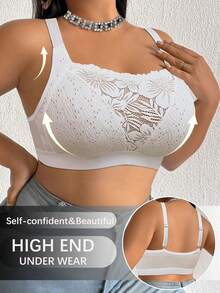 Plus Size Women Lace Patchwork Seamless Underwear, Suitable For Daily Wear And Various Occasions - White - View 3