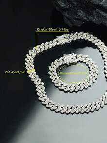 3pcs Hip Hop Jewelry,Eye-Catching Cuban Chain Men's Jewelry Set With Matched Bracelet,Hip Hop US Dollars Ring ,Necklace For Men, Rapper Jewelry,Men's Gift - A - View 9