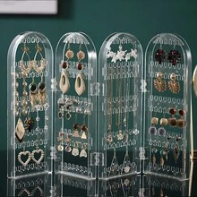 Caixa de cosméticos de plástico (1 unidade), caixa organizadora de cosméticos para mesa, organizador de cosméticos, suporte para joias, grande capacidade, adequada para quarto e closet. - A - Ver 2